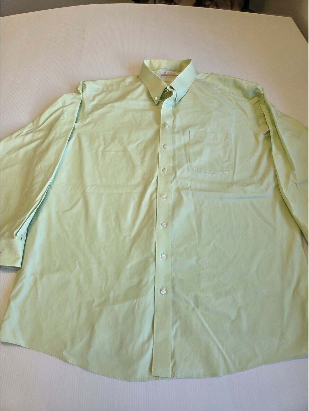Gold Label Roundtree & Yorke Men's Light Green Non-Iron Dress Shirt Size 20 36/